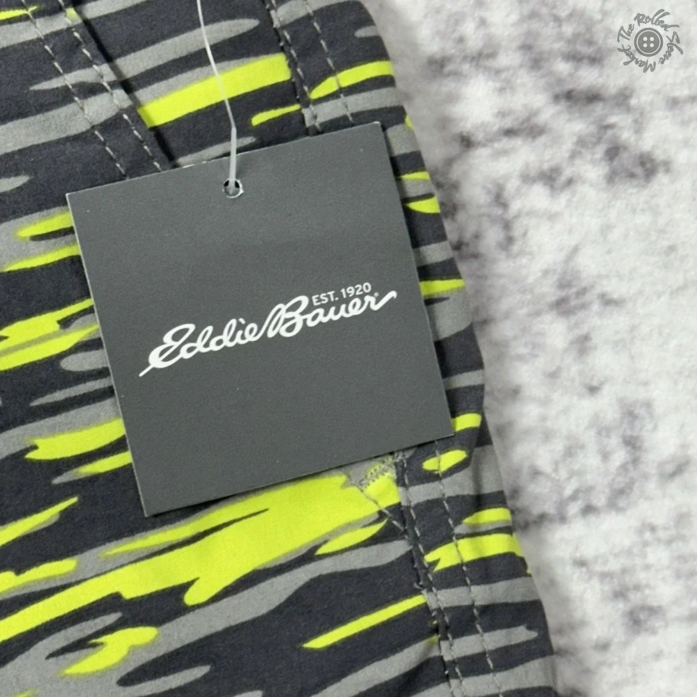NWT Eddie Bauer Boys Ranger Shorts XXS Size 4 Yellow Grey Camouflage‎ Stretch